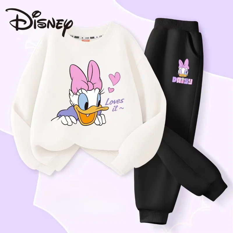 Autumn Baby Girl Clothes Set Children Disney Happy Minnie Printing Sweatshirt Top and Pants Bottom 2 Piece Suit Cotton Tracksuit