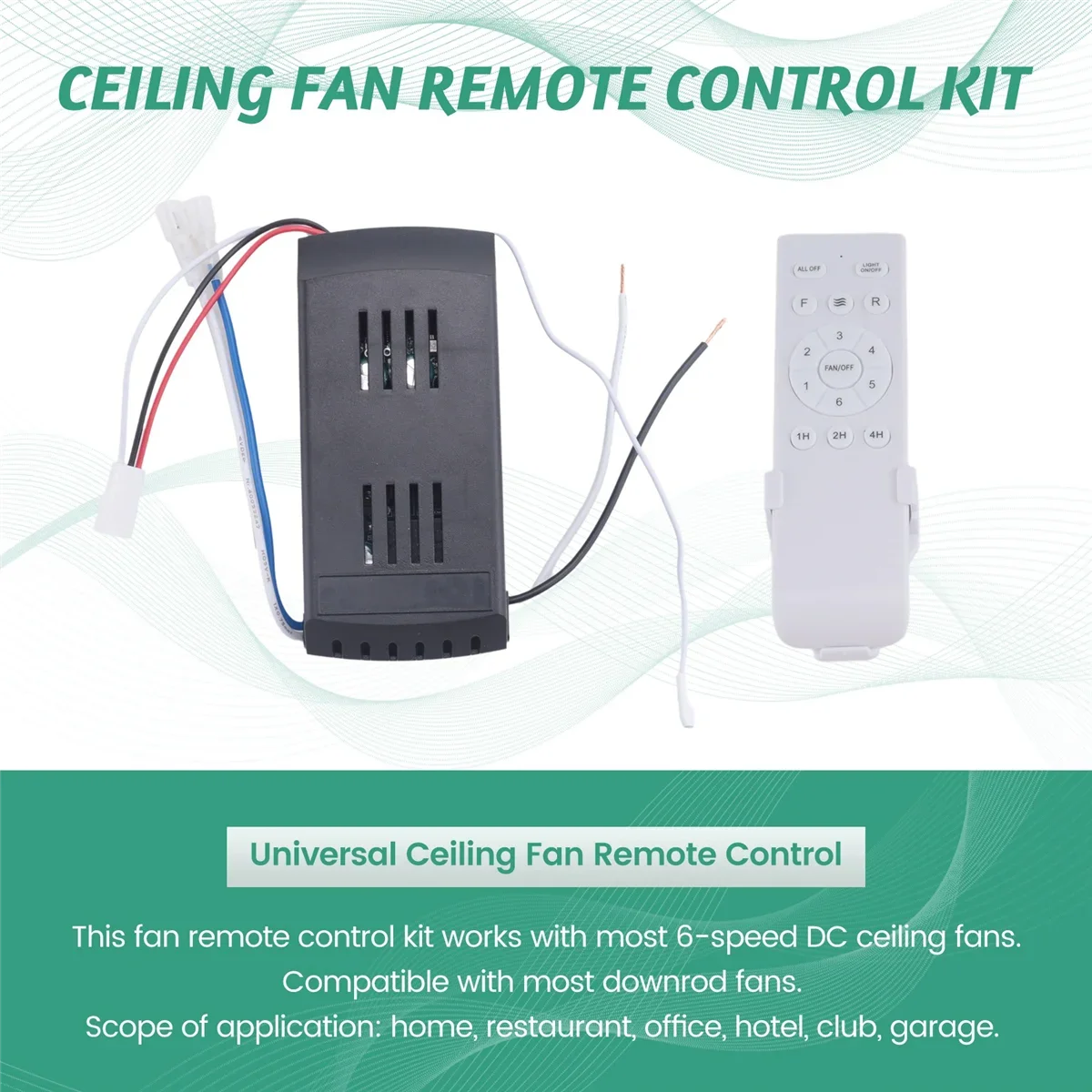 Universal Ceiling Fan Remote Control Kit Replacement, 6-Speed & Timing, Remote Replacement For DC Ceiling Fan Light
