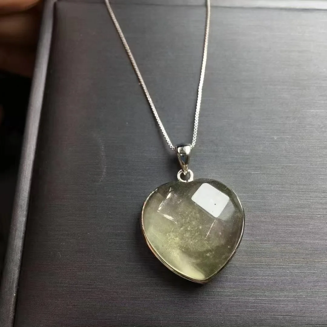 

1 Pc Fengbaowu Natural Libyan Gold Tektite Meteorite Heart Pendant 925 Sterling Silver Reiki Healing Stone Fashion Jewelry Gift