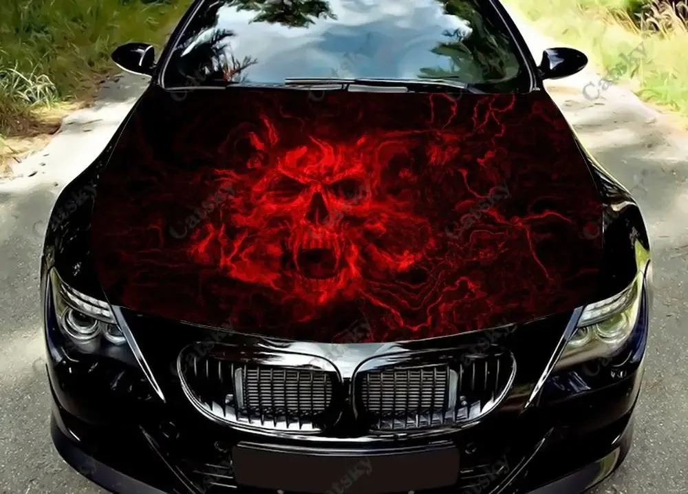 skull fear horror Car hood decal vinyl sticker graphic wrap decals graphic engine stickers suitable for most vehicles