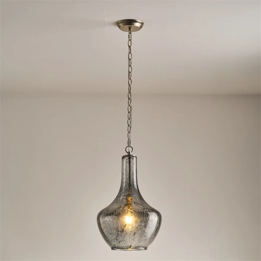 Glass bottle smoked gray pendant lights loft restaurant art lamp aisle light corridor industrial style American pendant lamps