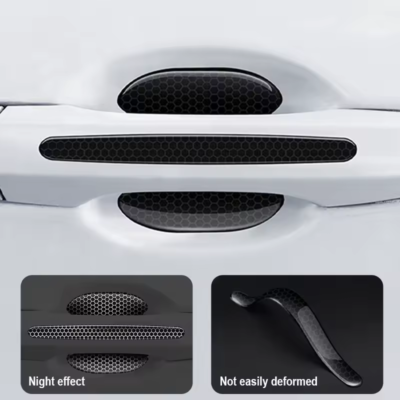 Clear protective resin on car door handle protector preventing scratches
