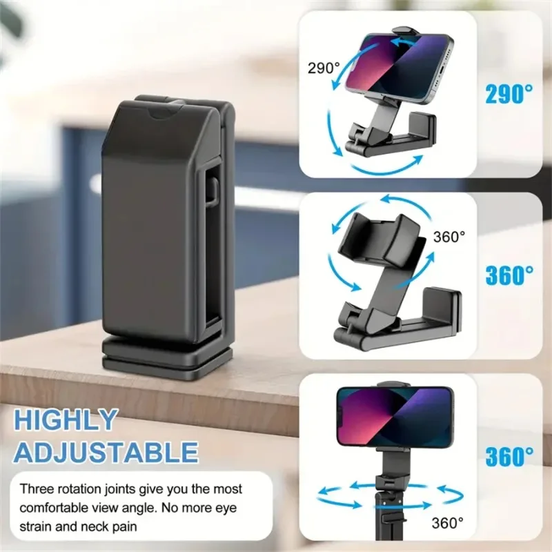 

Desktop Phone Holder 360 Rotation Foldable Design Portable Travel Use Multi Angle Viewing Universal Compatibility Live Streaming