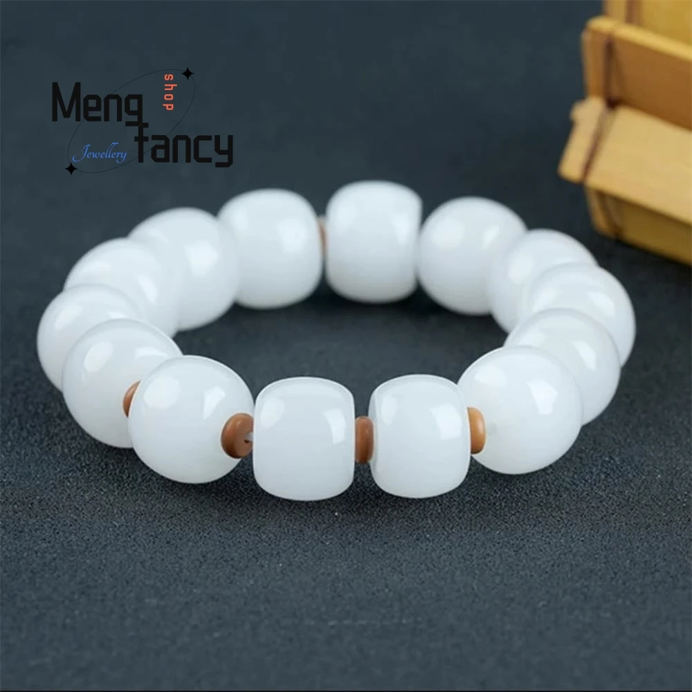 

Natural Golden Silk Jade Sheep's Fat White Jade Bracelet Simple Exquisite Fashion Couple Jewelry Best Selling Men Women Souvenir