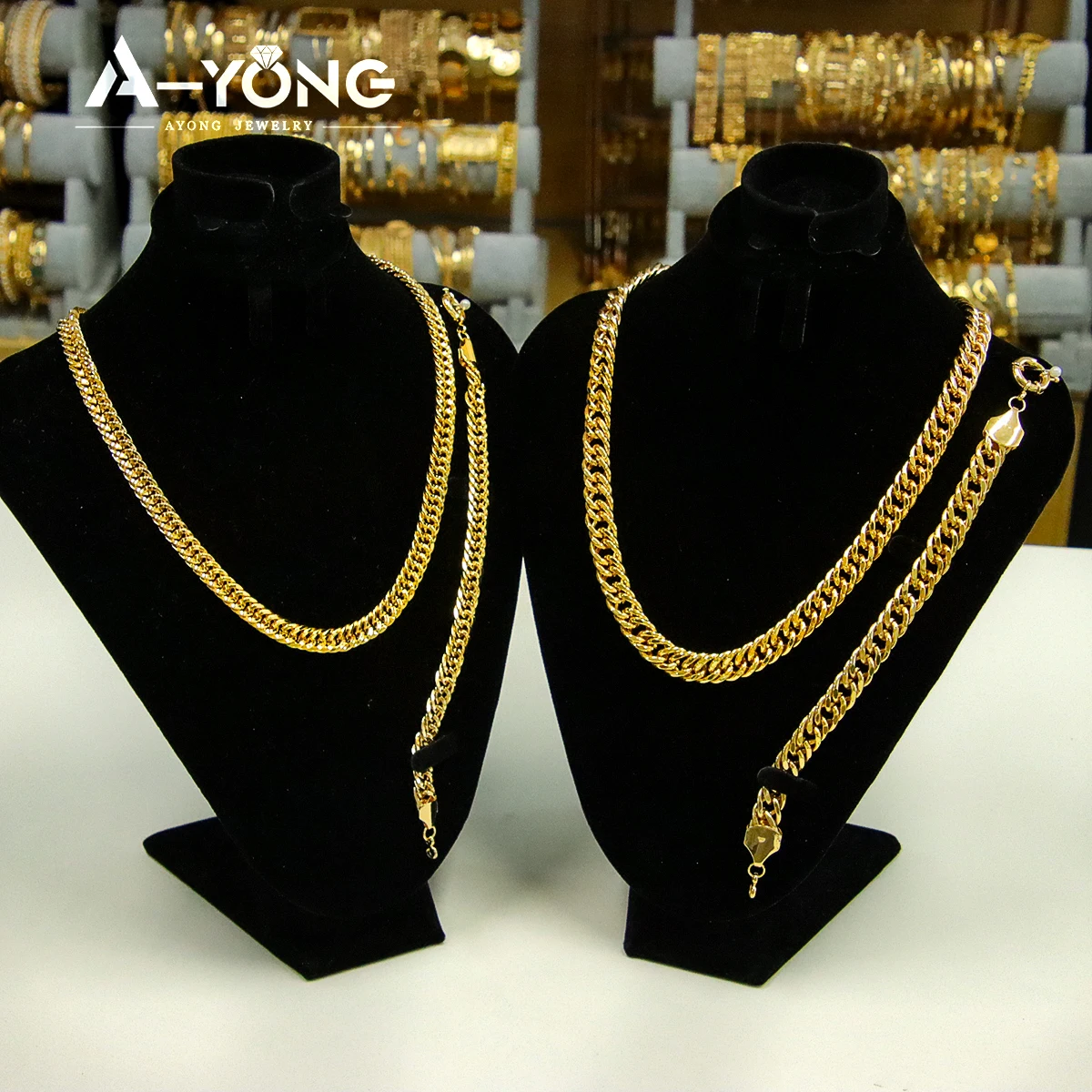 Luxus Hip Hop Schmuck Set 21k Gold Überzogene Dubai Fashoin Kubanischen Kette Halskette Arabisch Frauen Männer Punk Event Party schmuck – Detail 7