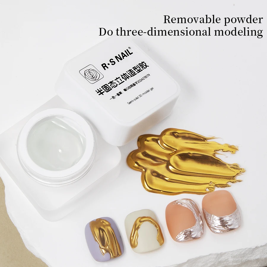 5g Semi-Solid 3D Sculpting Nail Gel Model Carving Gel for Mirror Chrome Nail Powder Soak Off UV LED Nail Art Manicure Supplies