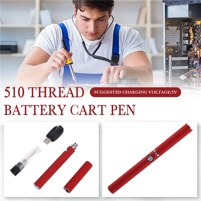 A98Z 510 Thread Battery Cart Pen Voltaje ajustable Smart Power Pen USB Mini Kit de soldador con tapa roja