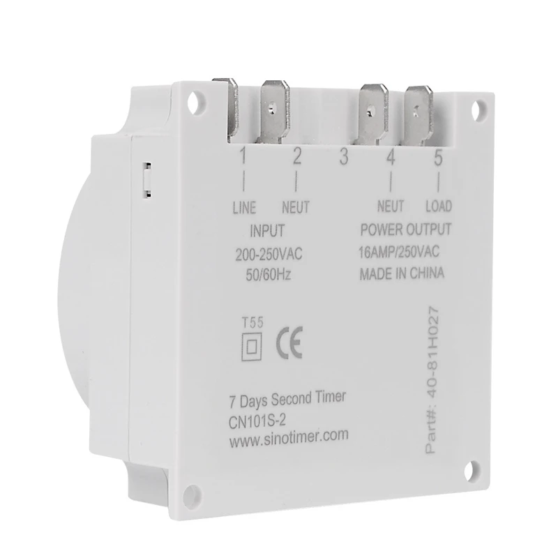 PWS SINOTIMER 1 Second Interval 220V Digital LCD Timer Switch 7 Days Weekly Programmable Time Relay Programmer CN101S