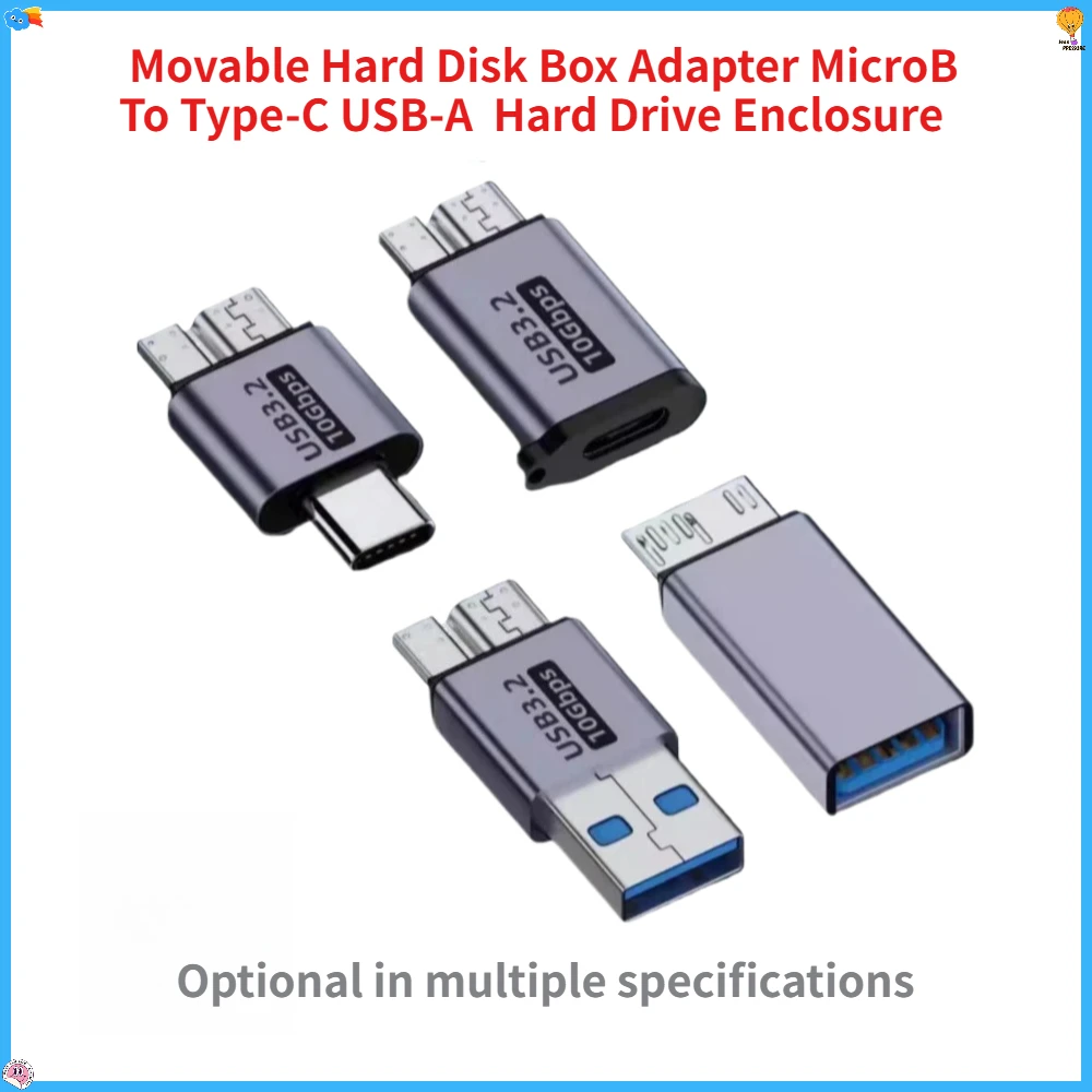 1PCS MicroB to Type-C USB-A Movable Hard Disk Box Adapter External Storage Enclosure for Hard Drive