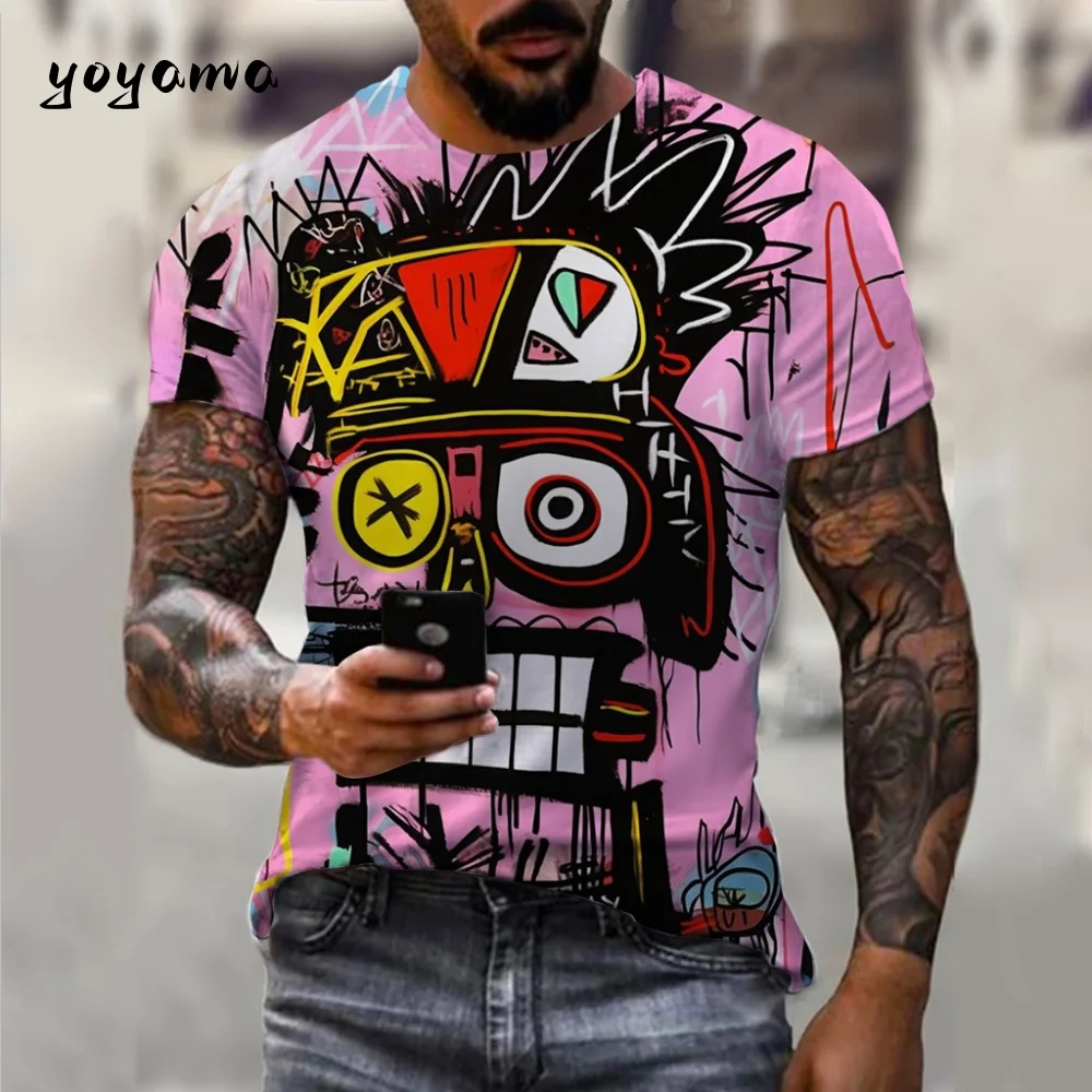 

Vintage Painting Pattern Men's T-Shirt Street Hip-Hop Men Short Sleeved Fashion Breathable Men's Top Trend O-Neck Men's Clothing