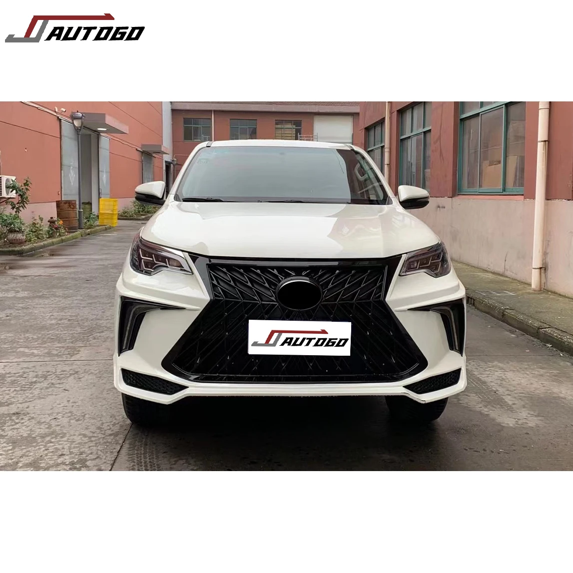 for  Body Kit For Toyota Fortuner 2014 2015 2016 2017 2018 2019 2020 Update to Lexus LX with Front+Rear Bumper assembly Headligh