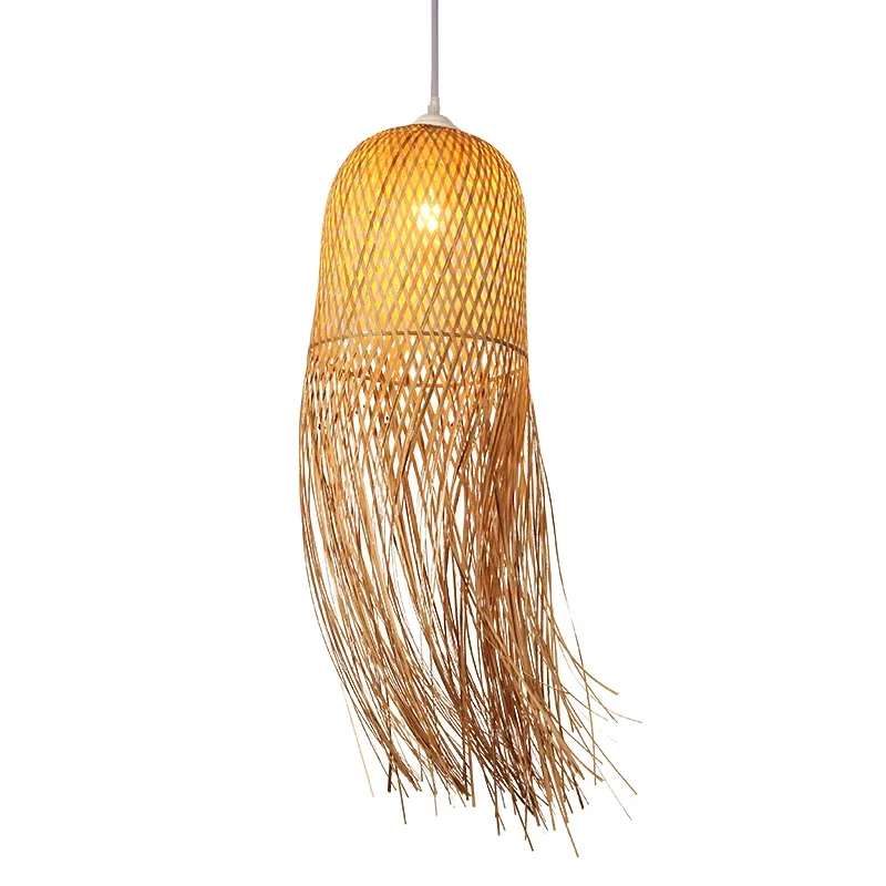 

Chinese retro bamboo pendant lamp Zen tea room lamp Southeast Asian restaurant hotel balcony bar style rattan hotpot LED lamp