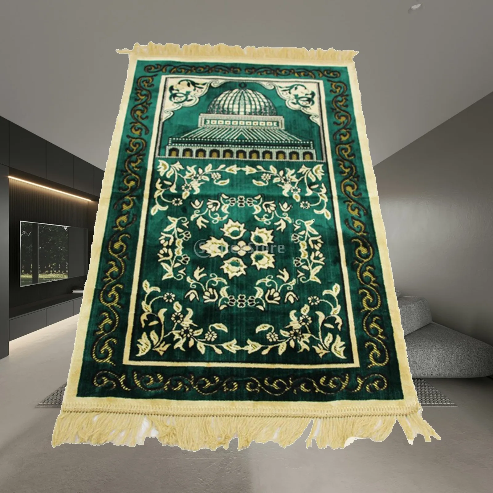 Soft Non Slip Islamic Prayer Rug for Men Women with Embroidery Fringe Home Decor Carpet Mat Muslim Office Room
