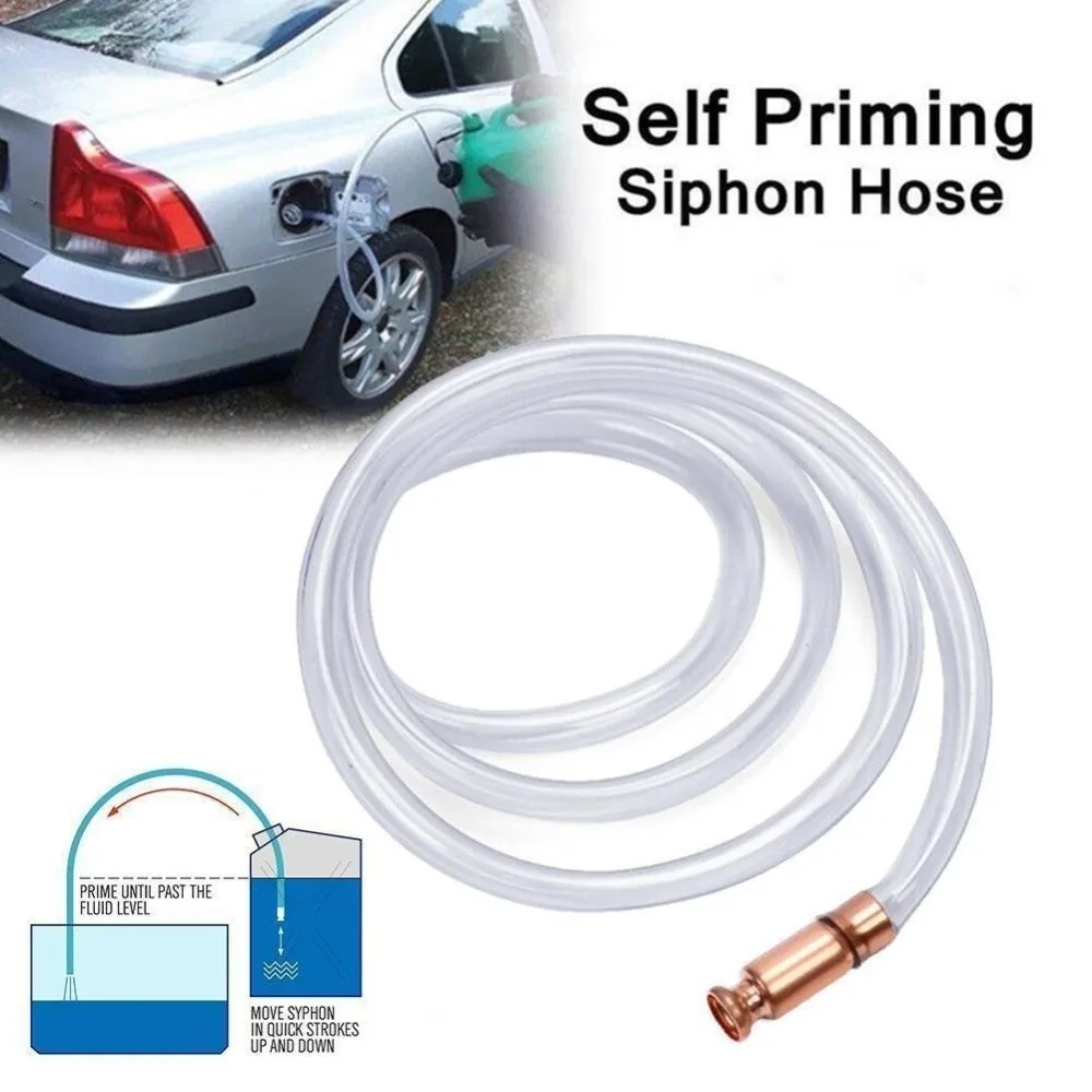 Durable PVC Tube Manual Fuel Pump Shaking with Clamp Fuel Tank Suction Pump Self Priming Gas Siphon Hose Pump Car Fuel Transfer