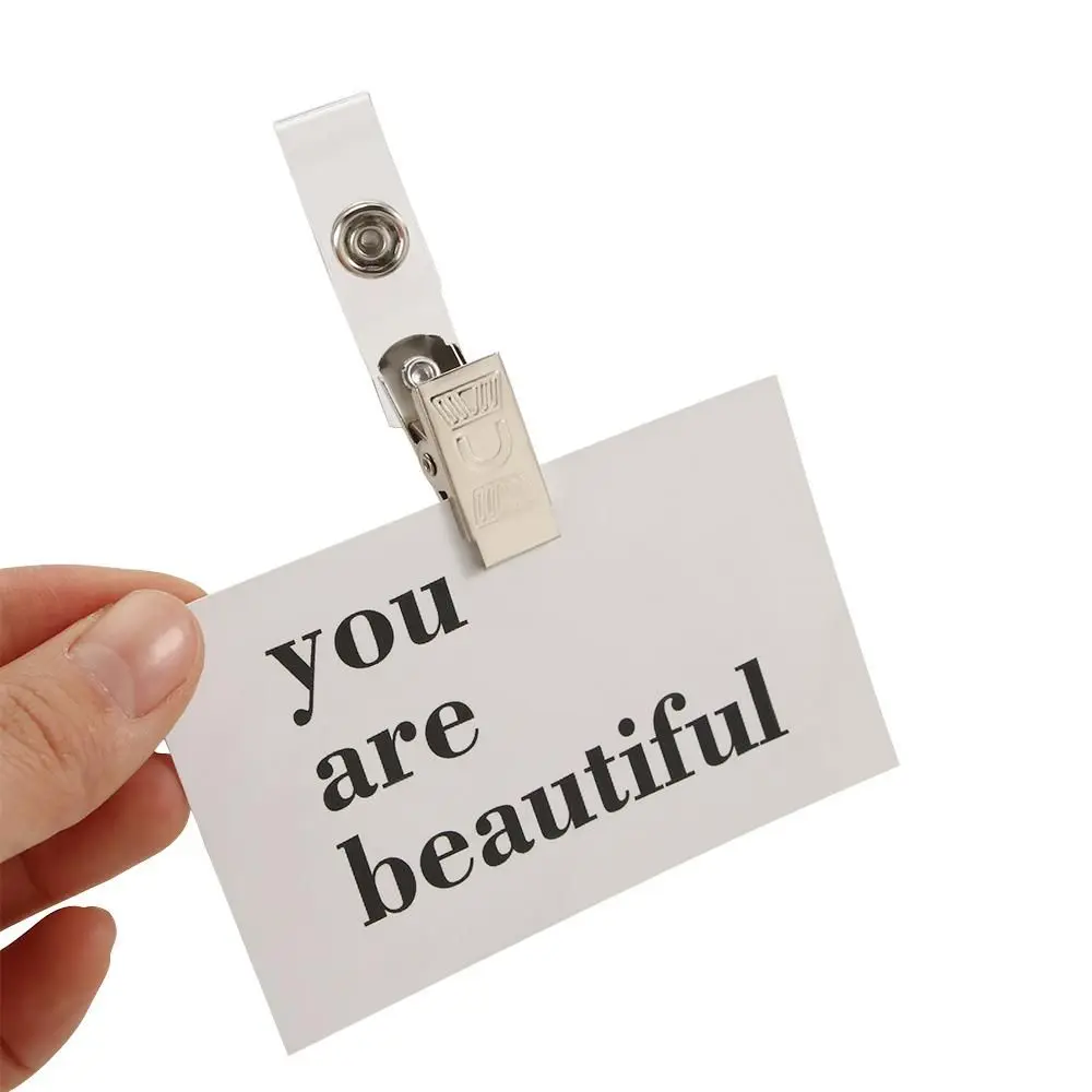 Reusable for ID Badge Card Holder Stainless Steel Binder Lanyard Clips Key Name Tag Lanyard Clips Stationary Reel