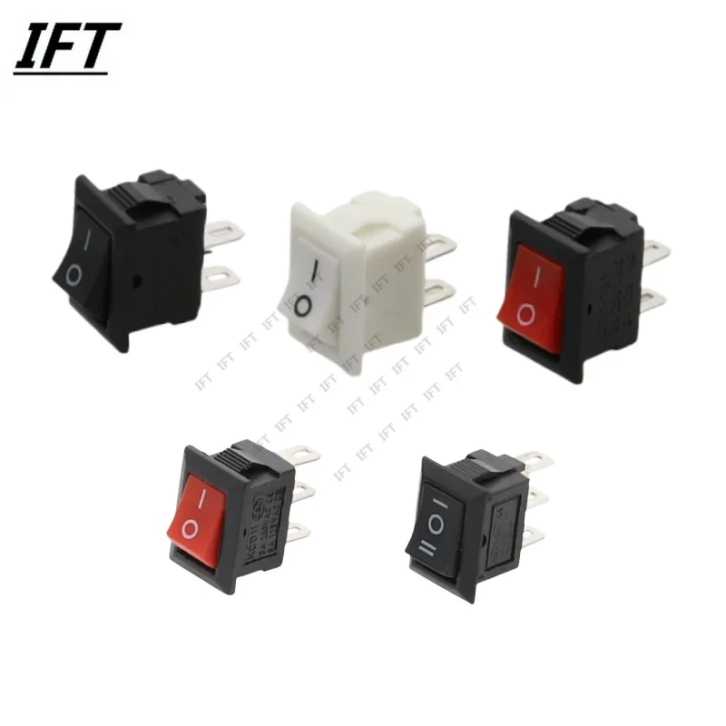 

10Pcs Push Button Switch 10x15mm SPST 3Pin 3A 250V KCD11 Snap-in on/Off Mini Rocker Switch 10MM*15MM Black Red and White DIY