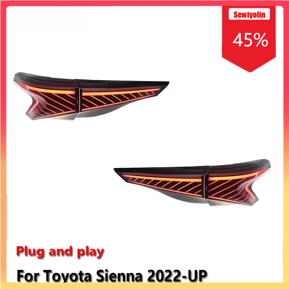 

Автомобильный светодиодный задний фонарь, автомобильные детали для Toyota Sienna 2022-UP, авто противотуманные DRL, стоп-сигнал поворота, лампа Plug and Play