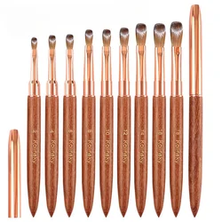 100% Kolinsky Professional Acrylic Nail Brush with Rose Gold Pipe Sandalwood Handle for Acrylic Powder 3D Nail Art Salonicure