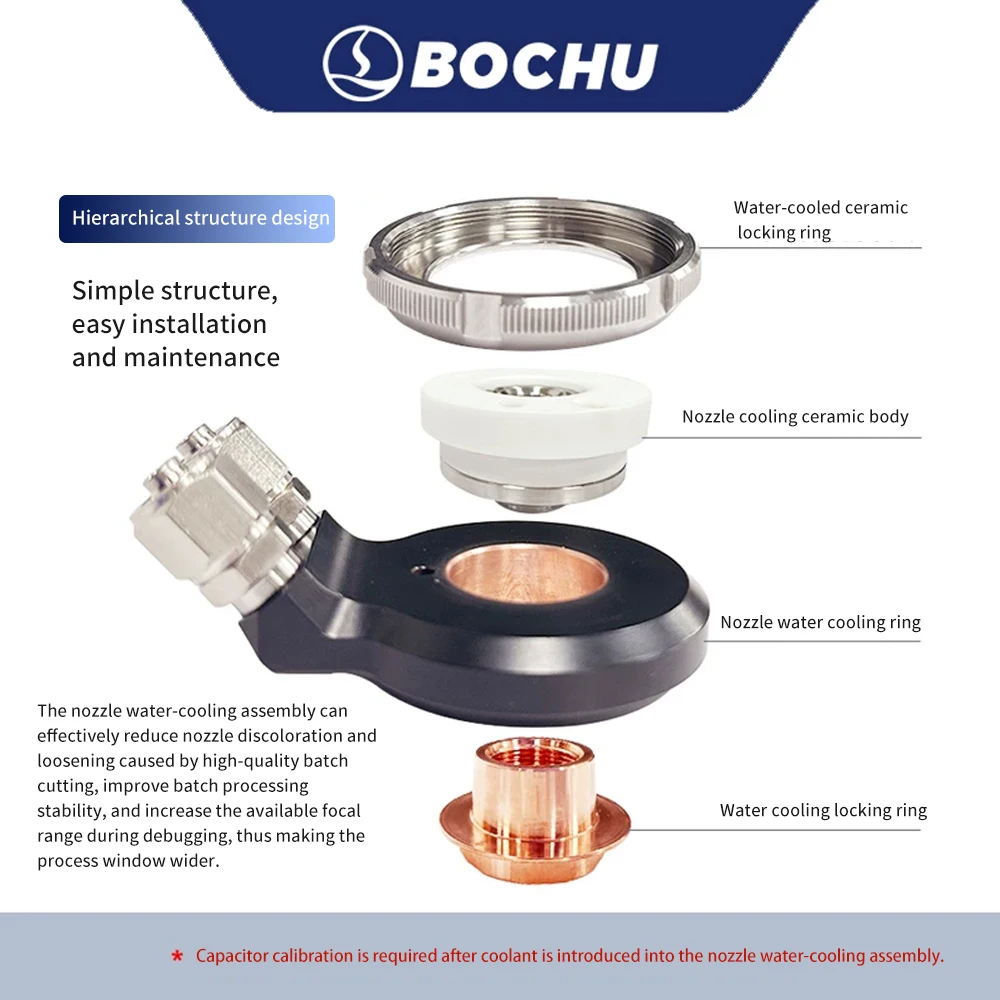 Original Bochu Water-cooled Ceramic Cooling Block Burr Nozzle Assembly for BLT663H Laser Cutting Machine