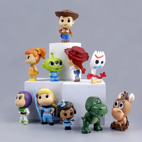 10Pcs 애니메이션 토이 스토리 액션 피규어 버즈 라이트 이어 우디 제시 에일리언 카와이 인형 PVC Collectible Model Toys Kid Christmas Gift