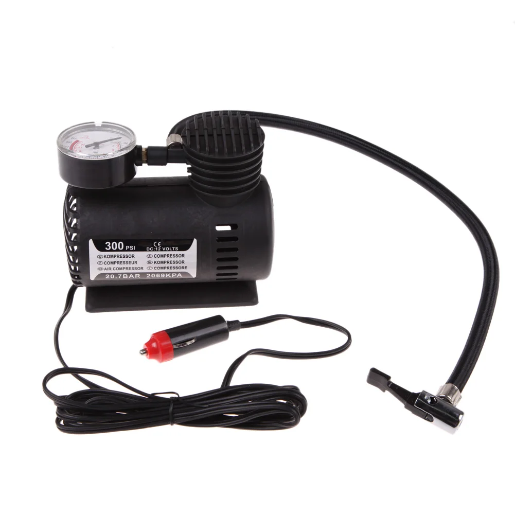12V 300PSI Portable Air Compressor with Pressure Gauge Electric Air Pump Auto Tire Infaltor Pump for Motor Bike Auto Car Tyre