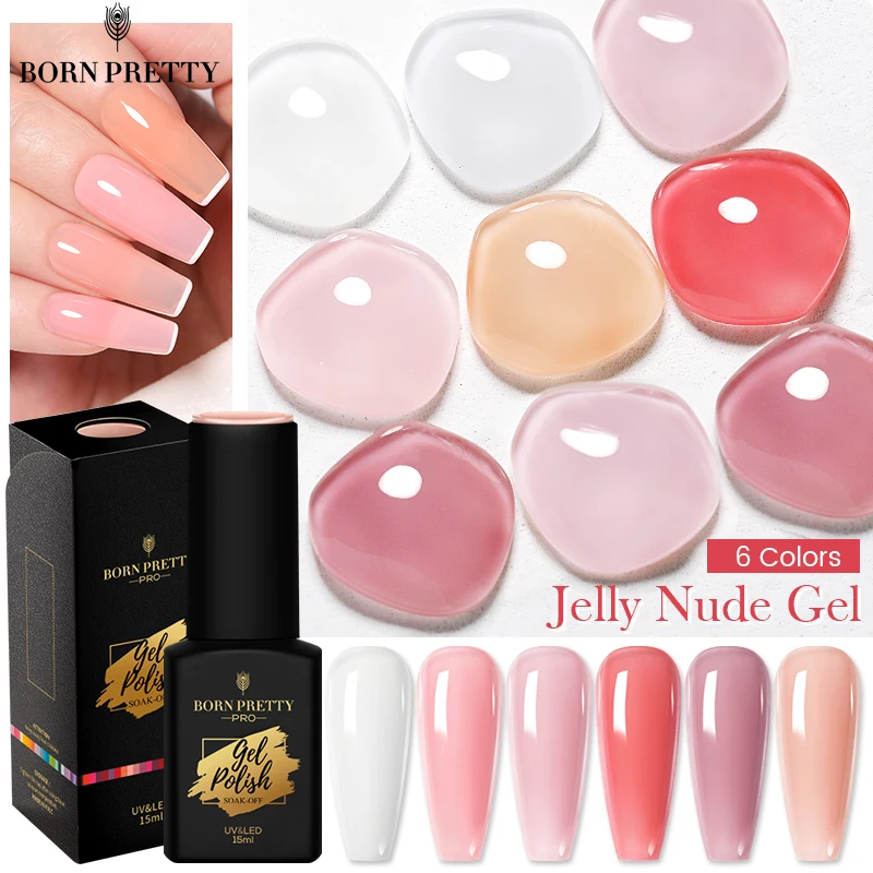 BORN PRETTY Pro 1 Bottle 15ml Jelly Nude Nail Gel Polish High Quality Translucent UV LED Nail Gel Varnish Soak Off UV Gel Polish