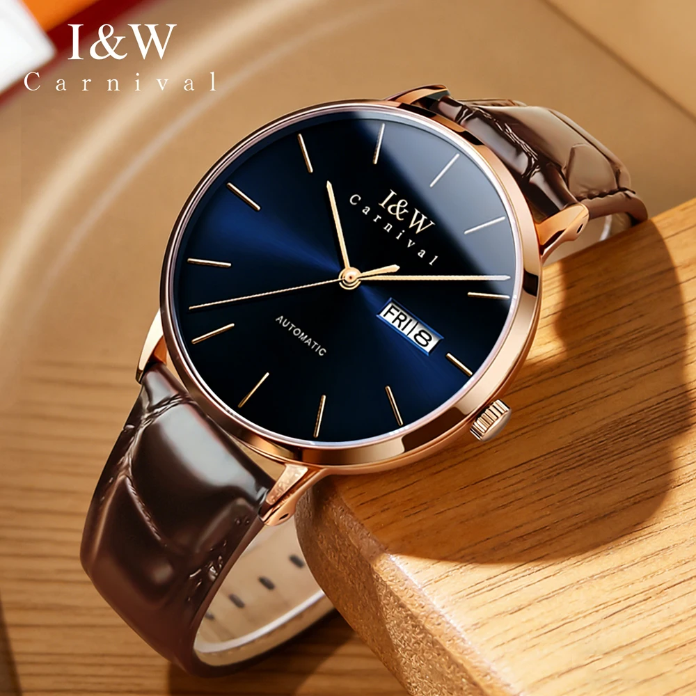 Carnival High-end Series I&W Brand New Luxury Imported Movement Mechanical Watch Fashion Week Date Sapphire Ultra Thin Men Watch