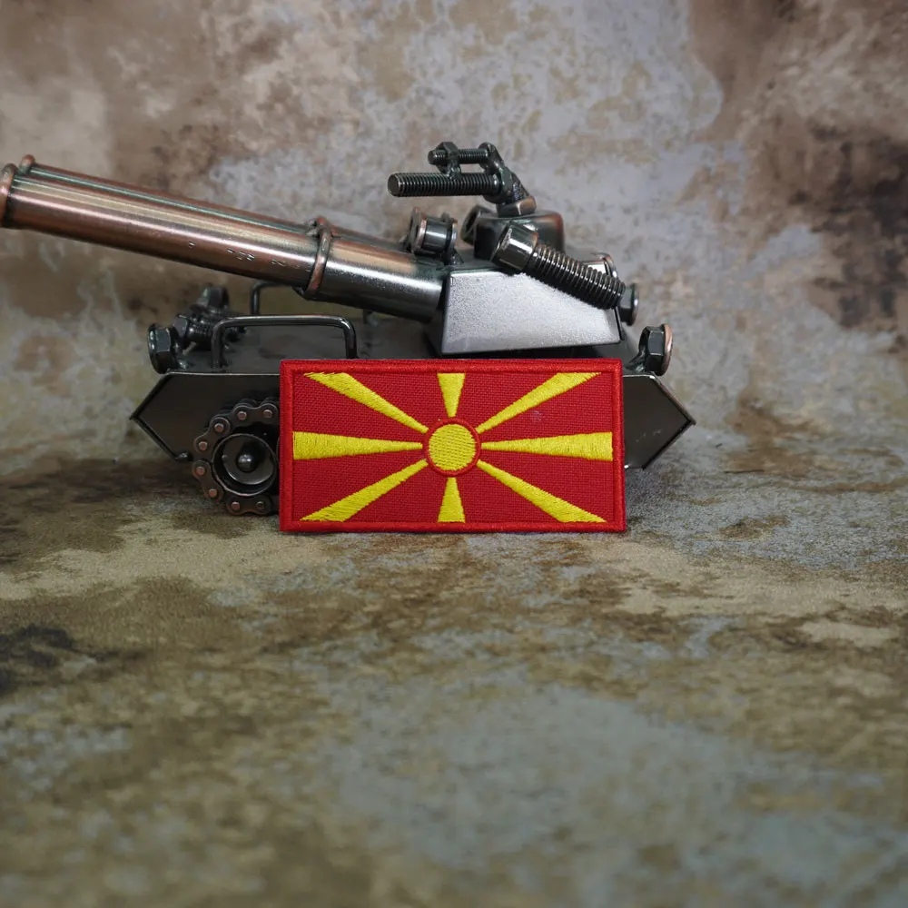 علم مقدونيا الشمالية بقع التطريز التكتيكي، رائعة وعالية الجودة، تستخدم للملابس، الظهر مع السنانير أو الحديد على #3