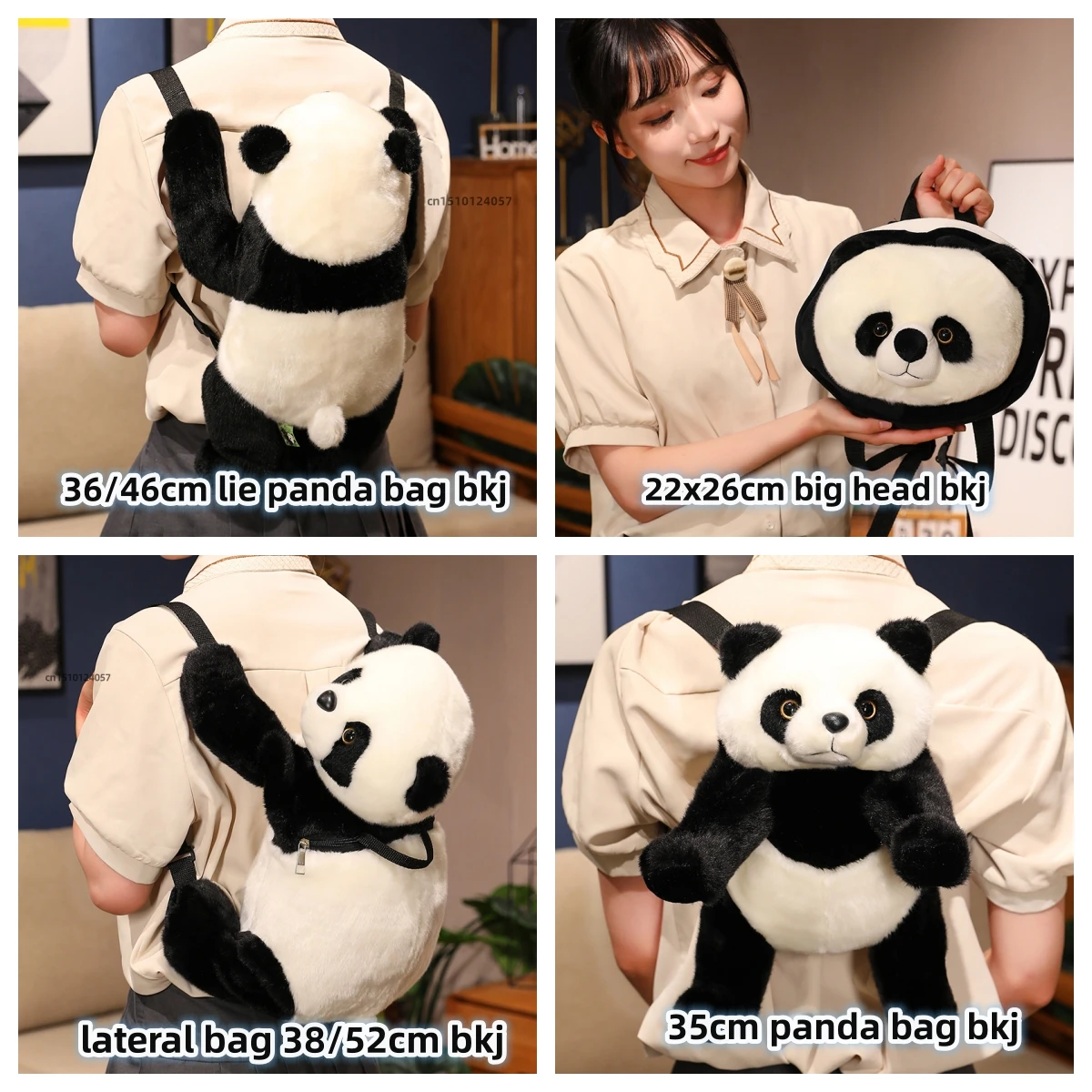 Simulation Panda Backpack All Series Plush Adjustable Schoolbags Stuffed Animal Bag Kindergarten Toys Children's Birthday Gift