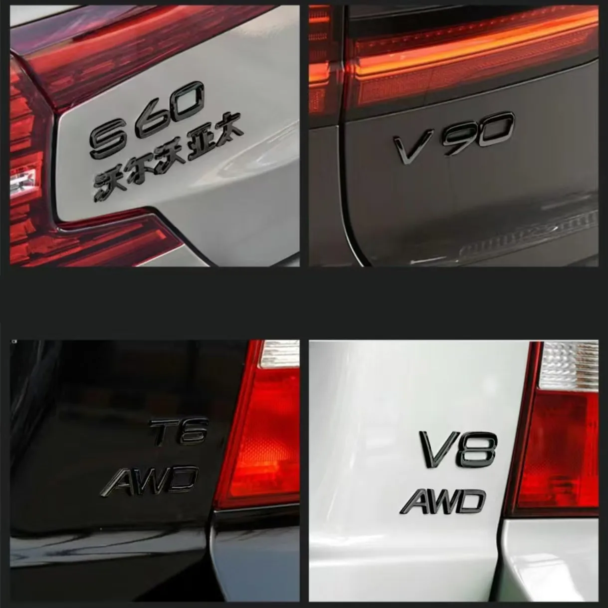 Glossy Black Emblem B5 B6 T3 T4 T5 T6 T8 V8 D3 D4 D5 D6  AWD Car Trunk Letters Emblem for VOLVO XC90 XC70 XC60 XC40 Car Stickers