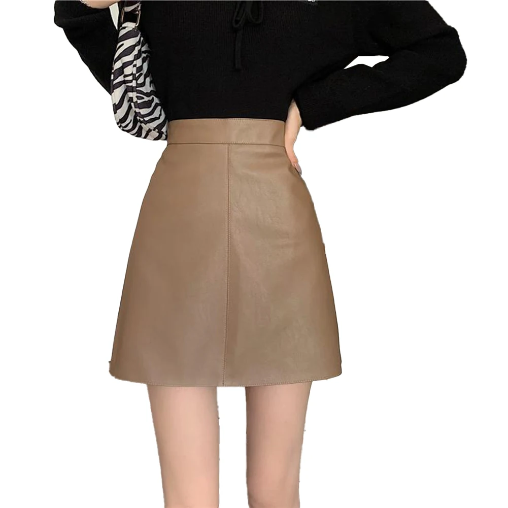 Daily Skirts Skirt Low Waist PU Leather Sexy Short Skirt Skirt Slimming Solid Color Womens Casual Fashion Winter