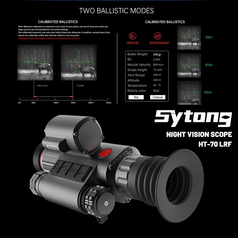 New SYTONG HT-70 LRF Night Vision Scope Built Ballistics Calculator Integrated Infrared HD- NV Sighting Optic Hunting Monocular