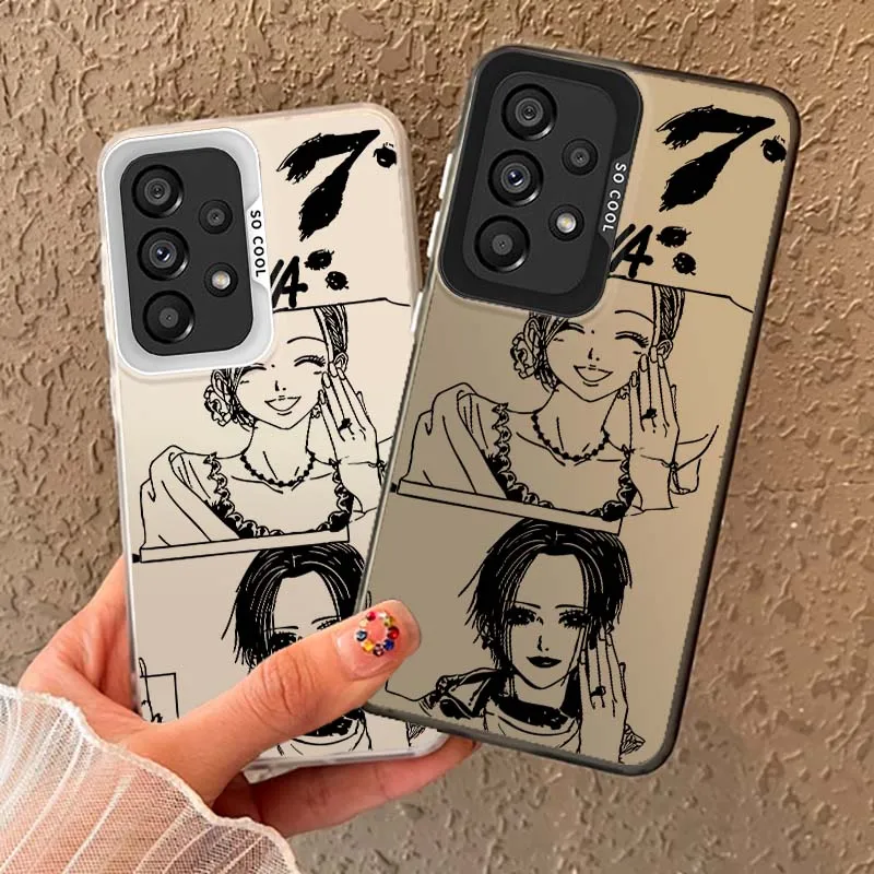 Cartoon Stylish Black Hair For Samsung Galaxy A73 A72 A71 A56 A55 A54 A53 A52 A52S A51 A36 A35 M11 Colored Silver Phone Case