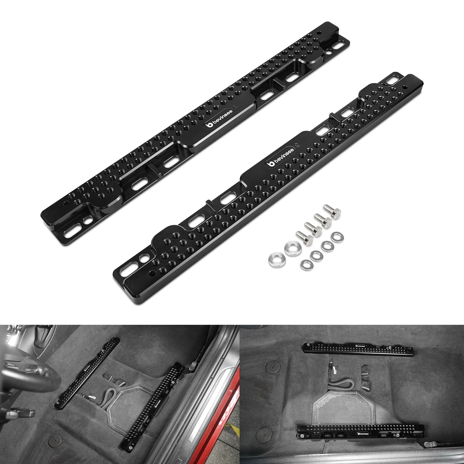 BEVINSEE Adjustable Seat Floor Mount Adapters For BMW E90 E92 E91 E82 2005-2013 -Seat Sliding Adapter Kit