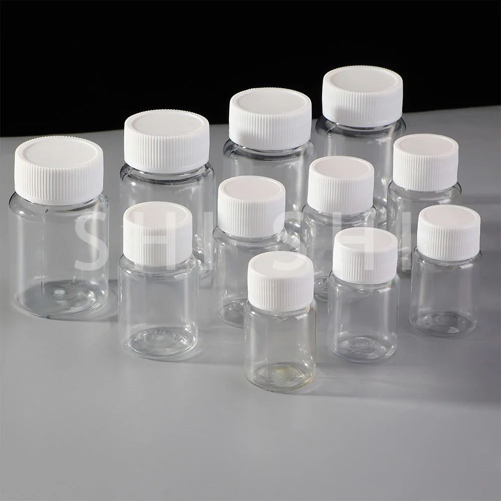 20 Pcs Lege Plastic Pil Fles Reagens Poeder Verzegelde Flacon Effen Seal Container Clear Pet Verpakking Geneeskunde Fles 15Ml-100Ml