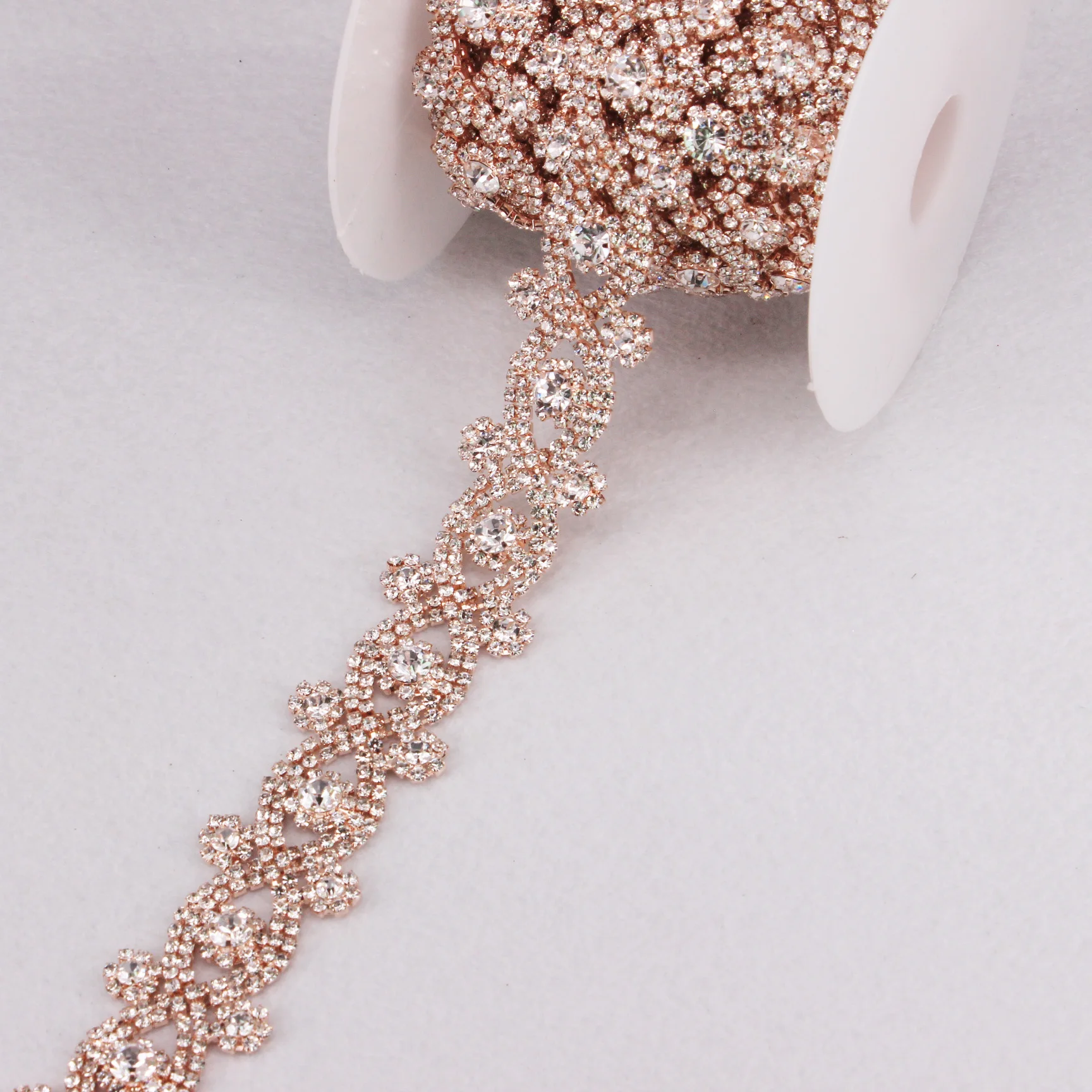 

1 Yard Rose Gold Sparkling Addition Sew On Rhinestone Sashes Belt Applique Bridal Dress Crystal Belt