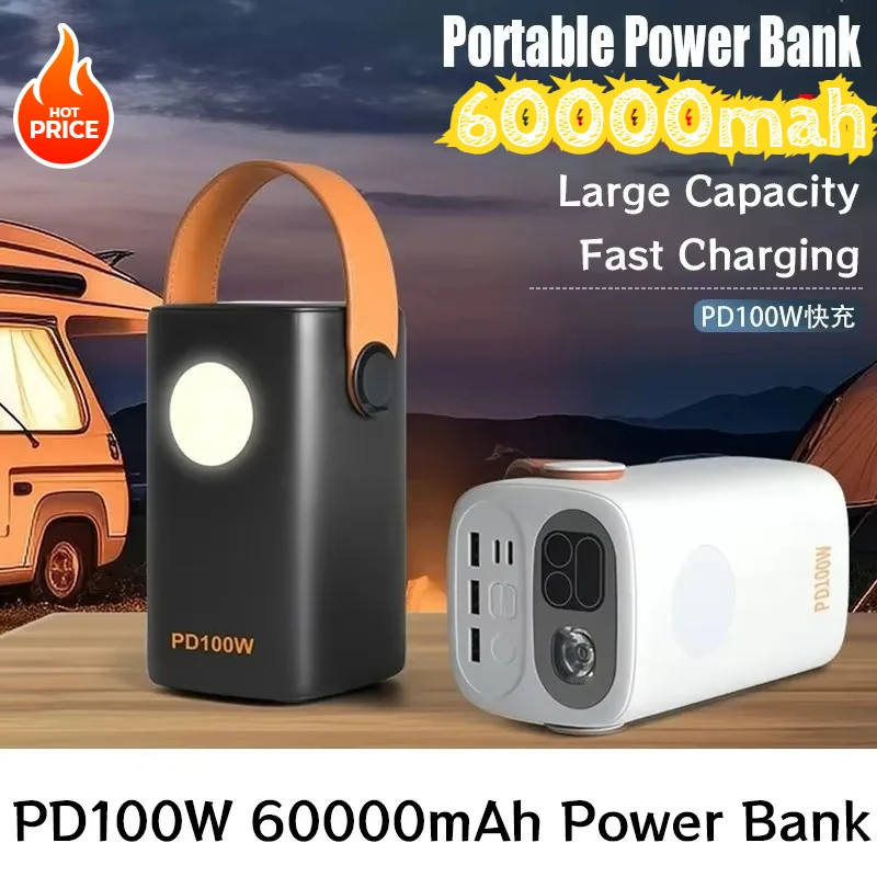 

PD100W Power Banks 60000 мАч большой емкости с быстрой зарядкой внешний аккумулятор Powerbank для IPhone Xiaomi портативное зарядное устройство для ноутбука