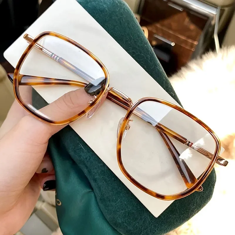 New Myopia Glasses for Women Polygon Frame Increased Vision Reading Glasses Men Anti-blue Light Transparent Computer Glasses