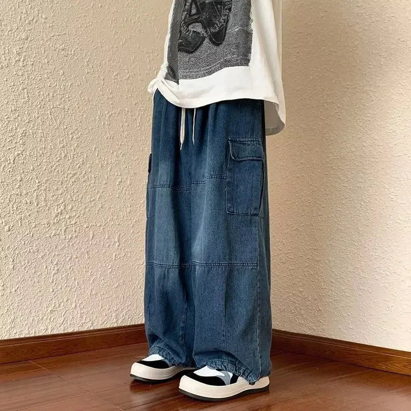 

Y2k Style Casual Hip Hop Jeans for Men Wide Leg Loose Straisht Cargo Trousers Harajuku Streetwear Fashion Pants New for Male D72