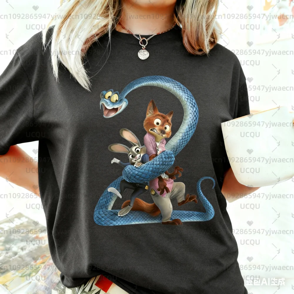 Zootopia 2 قميص الراحة الألوان جودي هوبس نيك وايلد غاري دي ثعبان المرأة الرجال قصيرة الأكمام القطن تي شيرت بلايز #5