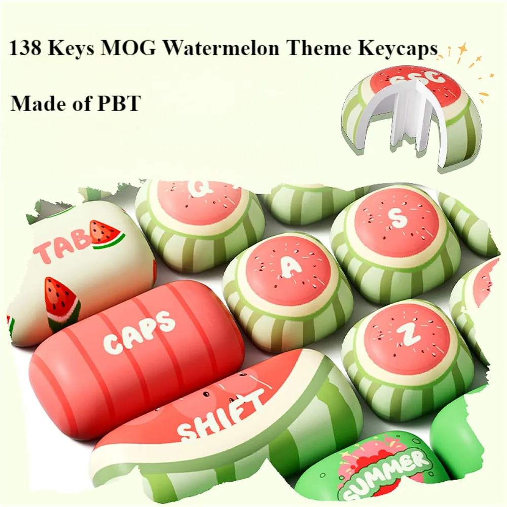 

138 Key MOG Watermelon, Keycap PBT for Mx Cherry Gateron Switch Mechanical Keyboard Kit