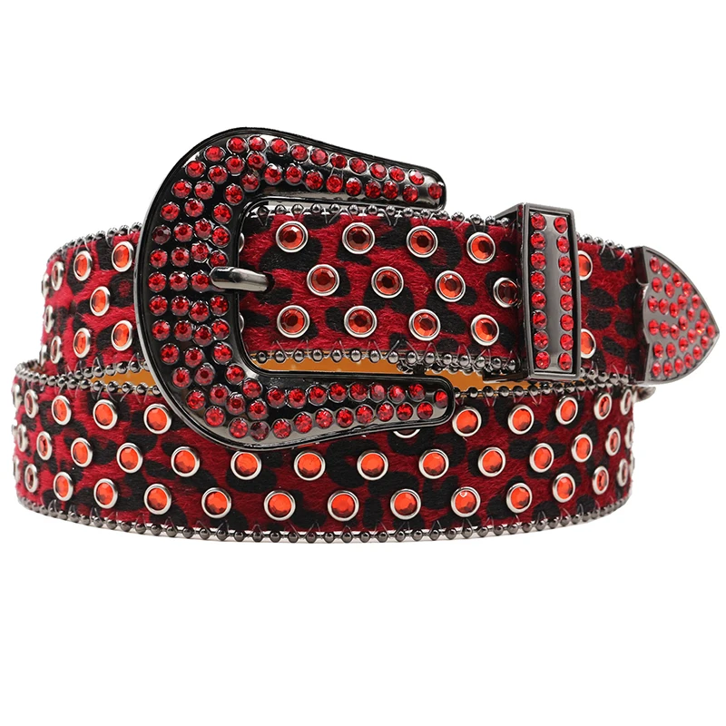 men fashion rhinestone belts diamond inlay studded belt cow suede leather waistband punk rock womens trendy pin buckle strapon