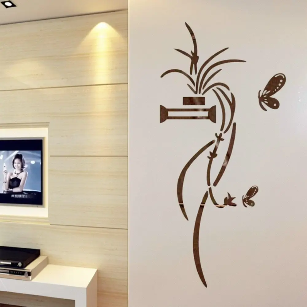 3D Acrylic Butterfly Wall Decals Mirror Effect Creative Stickers For Bedroom Living Room Modern Home Wall Ornament