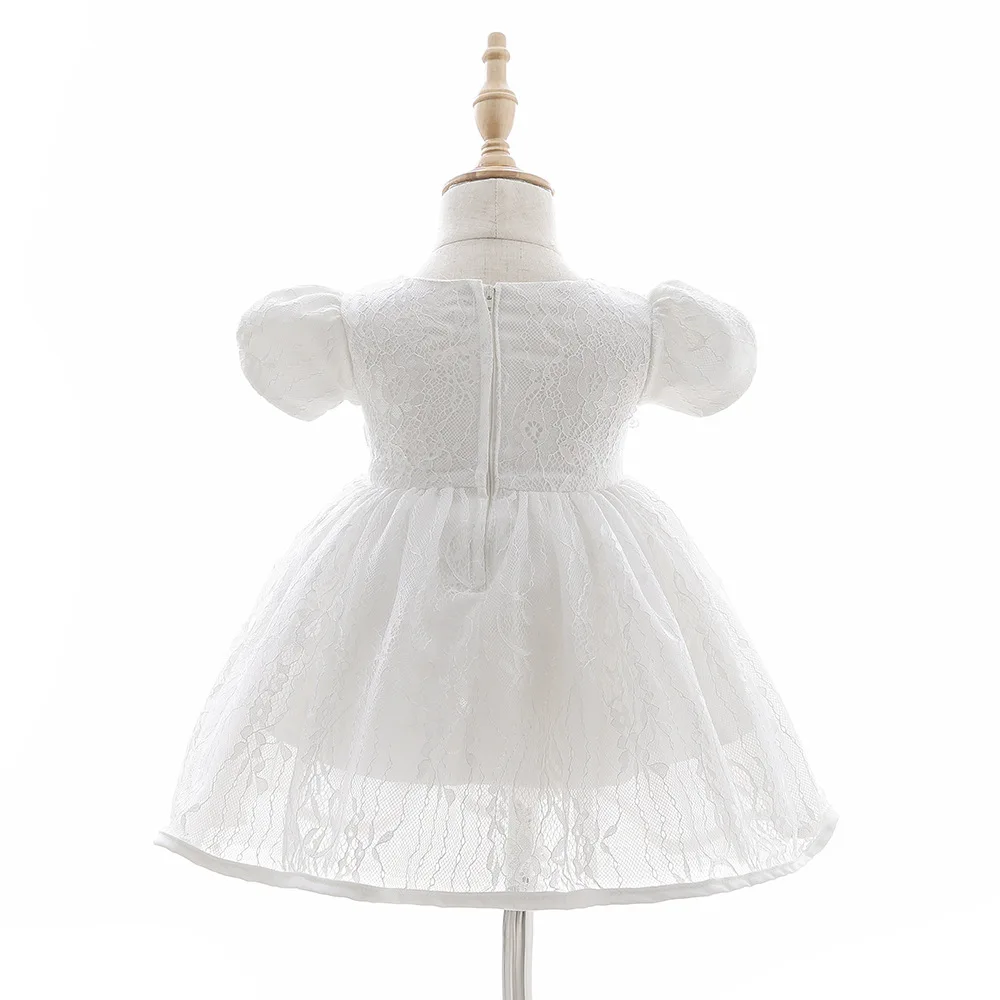 White Lace Baby Dresses + Hat For Christening 0 To 12 24 Months First Birthday Toddler Girl Clothes Infant One-piece Gown