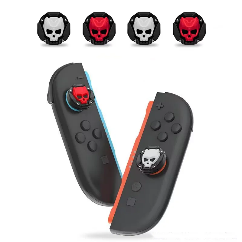 4 pçs crânio silicone macio polegar apertos joystick tampa analógica vara capa para interruptor 2 joy-con controlador acessórios de jogo