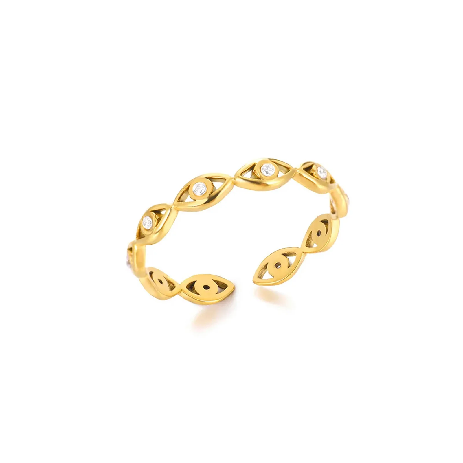 Luxus Zirkon Evil Eye Ringe für Frauen Hochzeit wasserdicht Edelstahl Schmuck Geschenk – Detail 2