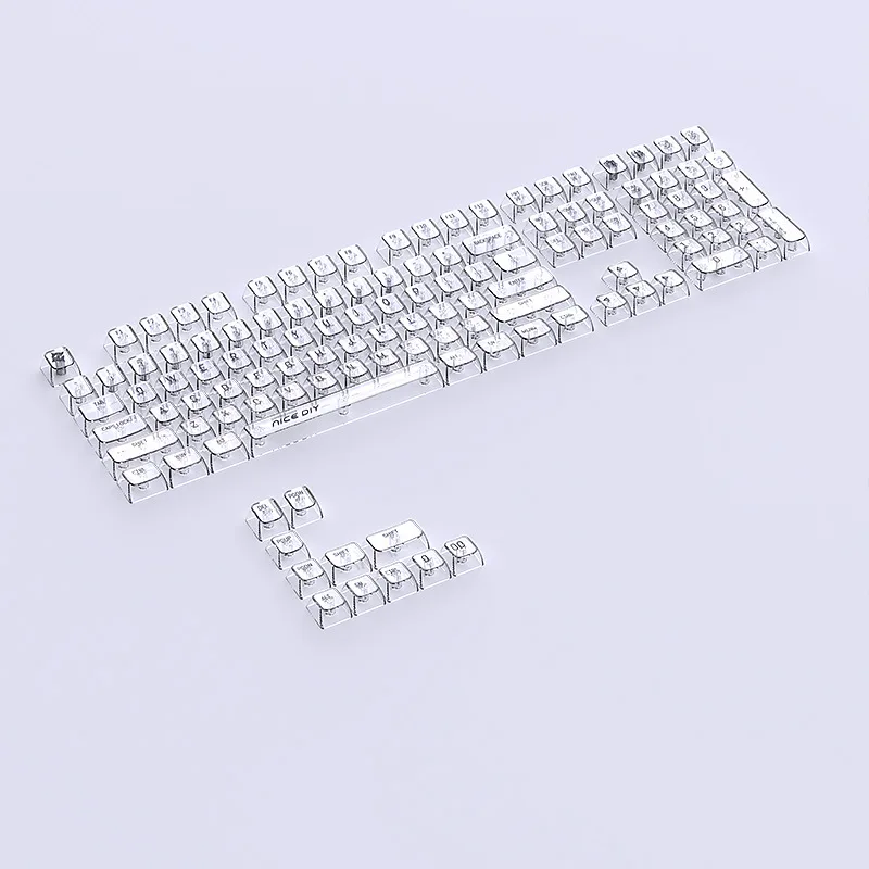 Tapa de tecla de teclado de ordenador mecánico, tapa de tecla mecánica de cristal, altura MDA, 119 teclas, PC transparente