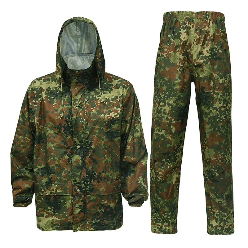 Camouflage Folding Raincoat Set Portable Travel Rain Suit Hunting Poncho Waterproof Goods for Fishing  Motorcycle Storm Jacket