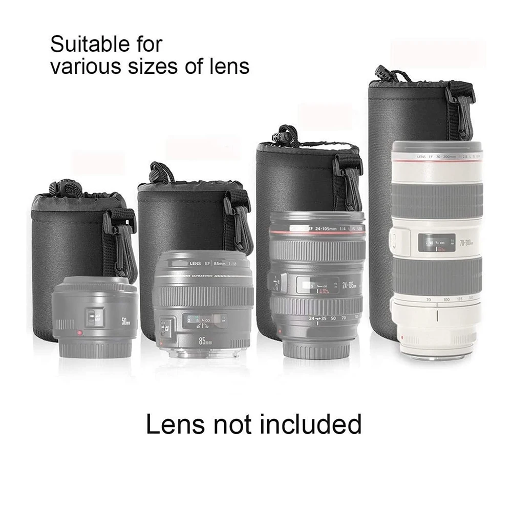Camera Lens Bag Soft Neoprene Waterproof DSLR Lens Cover Case S M L XL Soft Nylon for Canon Nikon Sony Fuji SLR Cameras