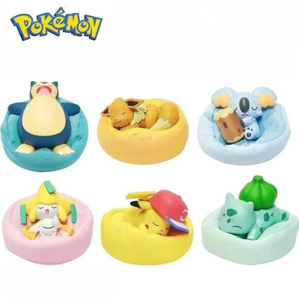 6pcs Pokemon Sleeping Anime Figure Characters Figure Starry Dream Pikachu Bulbasaur Series Car Interior Hand Position Toys Gifts